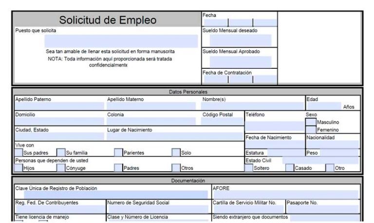 Solicitud De Empleo Para Llenar En Celular Pdf Gratis serpadresymas.com