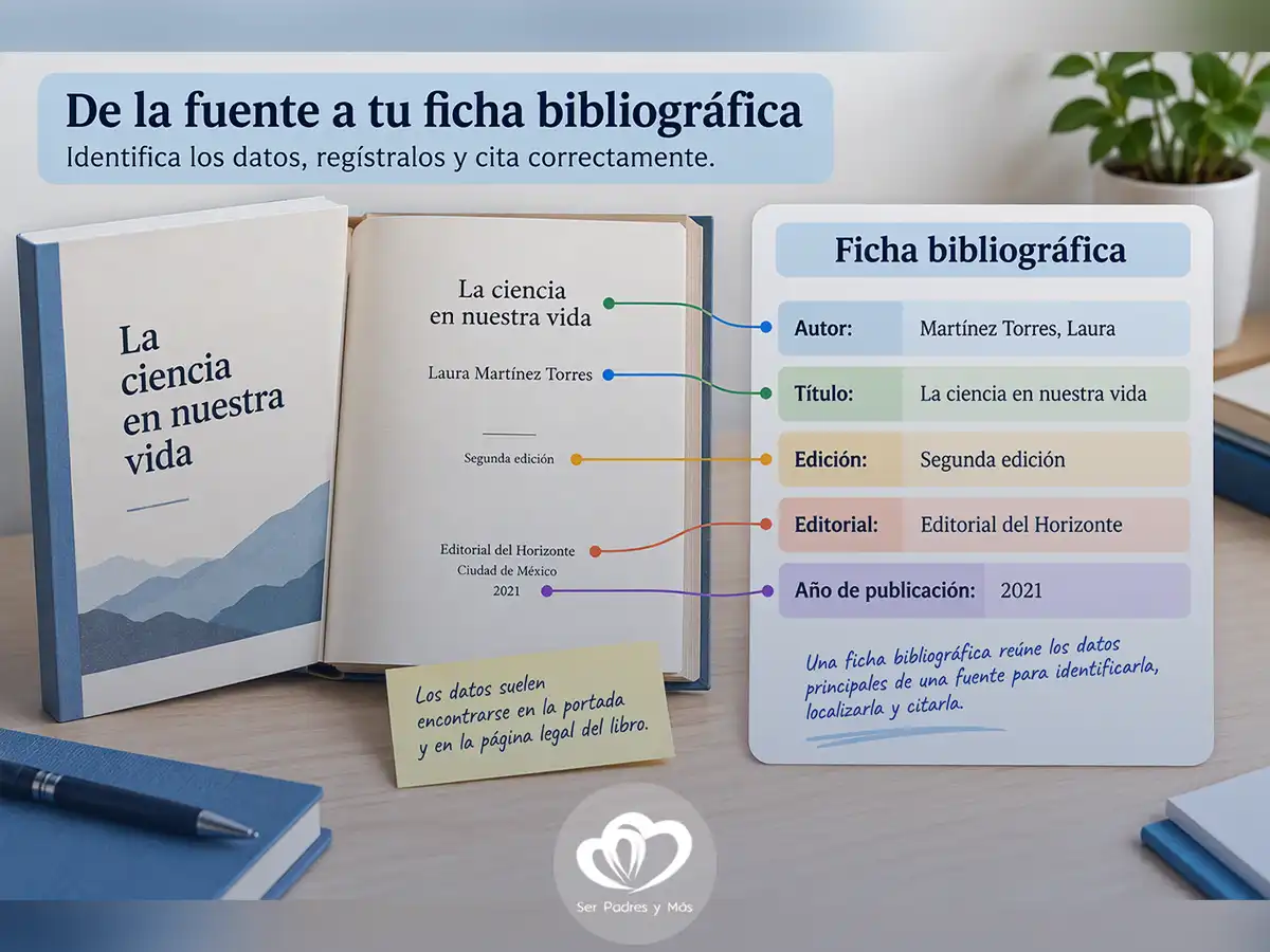 Ejemplo visual con los datos que contiene una ficha bibliográfica