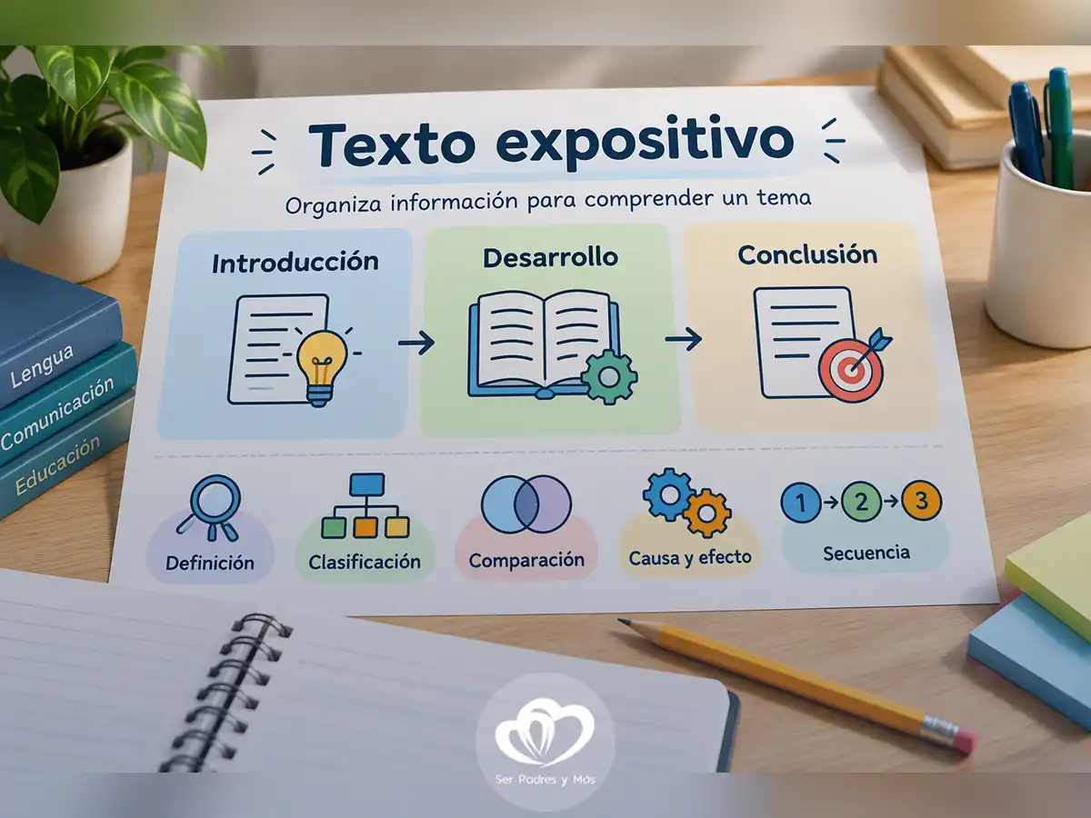 Ejemplo visual de la estructura de un texto expositivo con introducción, desarrollo y conclusión
