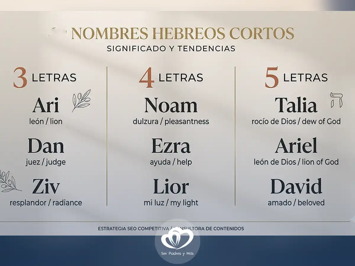lista de nombres hebreos cortos de 3 a 5 letras con significado