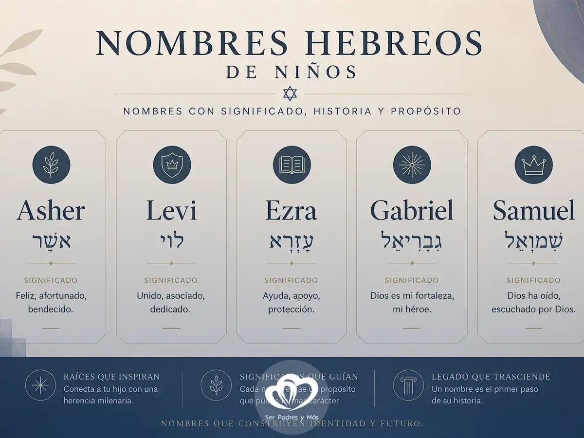 Nombres hebreos raros con significado y pronunciación en diseño minimalista editorial